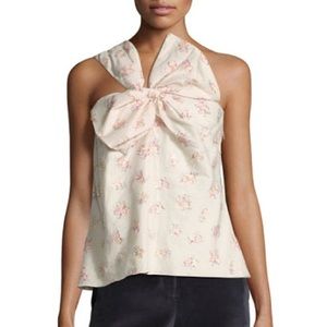 Rebecca Taylor Metallic Jacquard Blouse with Bow